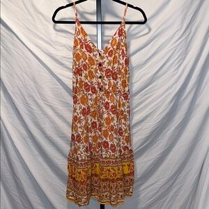 💙100% Viscose Floral Mini Dress with Orange and Yellow (BOX1)